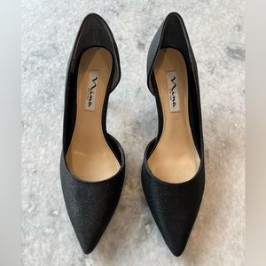 Nina 2" heels. Womens size 6.5 black shimmer.